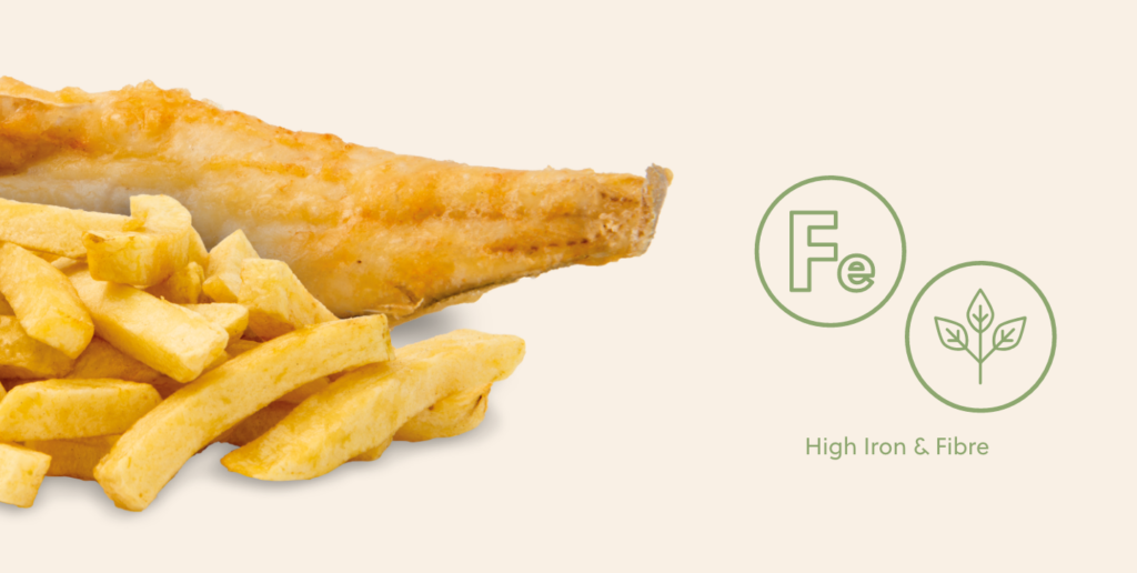 Healthy fish and chips should have a high iron and fibre content