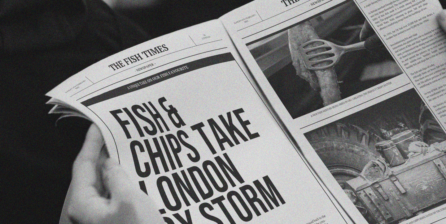History of fish and chips - newspaper headline reads: Fish and chips take London by storm!